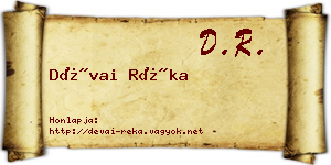 Dévai Réka névjegykártya